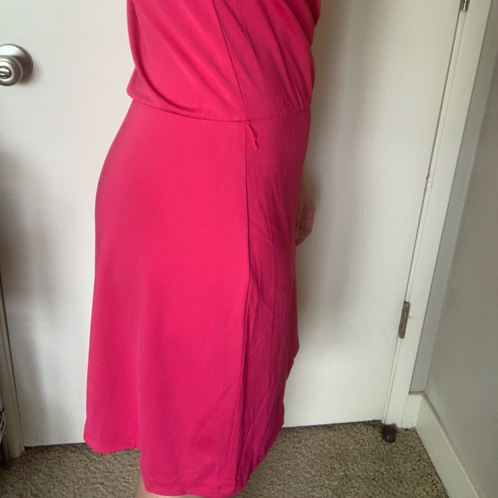 Josie Natori Elegant Cowl Neck Knee-Length Sleeveless Dress Pink - Picture 4 of 15